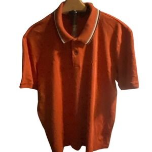 Hugo Boss Penrose 38 Slim Fit Pima Cotton Polo Shirt Orange Mens XL